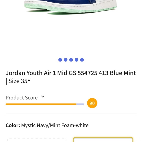 Jordan Youth Air Mid 1 Blue/Mint size 3 youth . - Picture 5 of 8